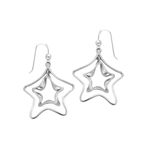 A classic star with a twist Sterling Silver Jewelry Hook Earrings TER1156