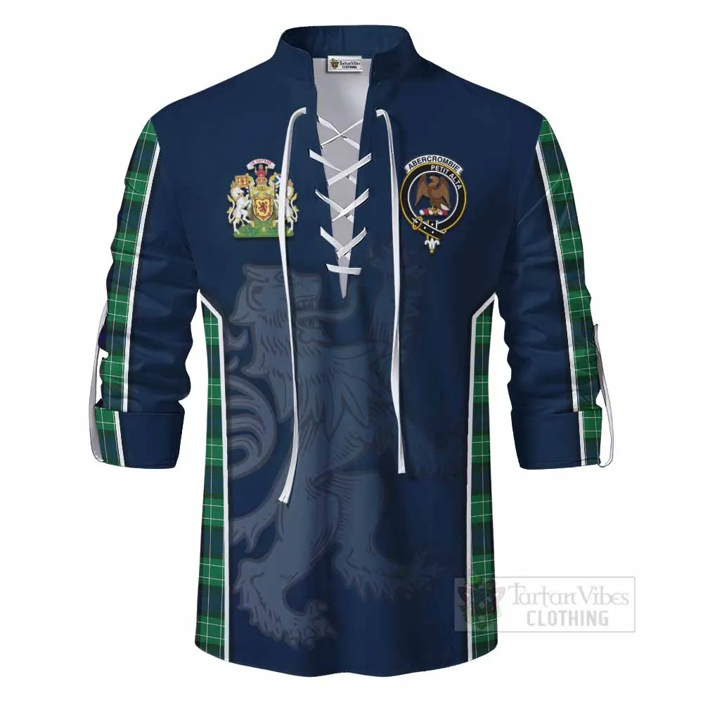 Abercrombie Tartan Ghillie Kilt Shirt with Family Crest and Lion Rampant Vibes Sport Style