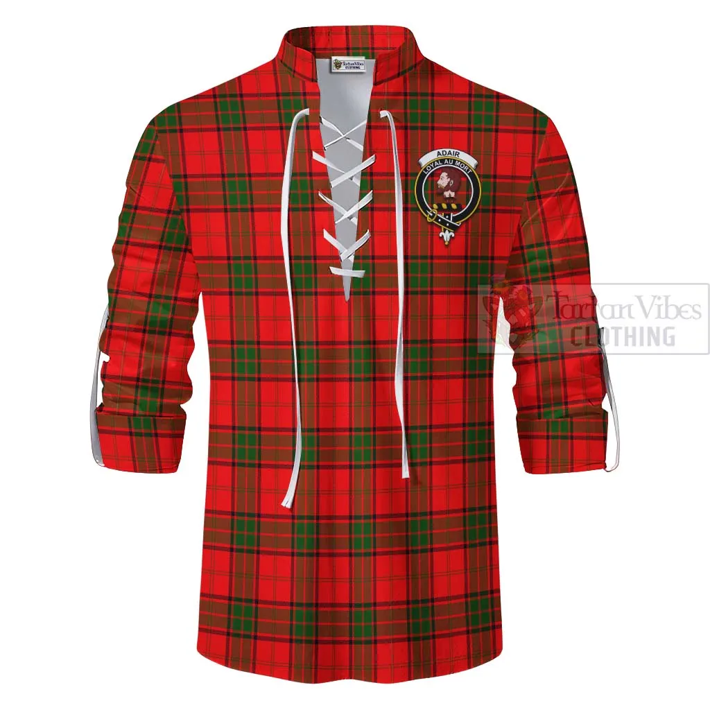 Adair Tartan Ghillie Kilt Shirt with Family Crest Celtic Skull Style