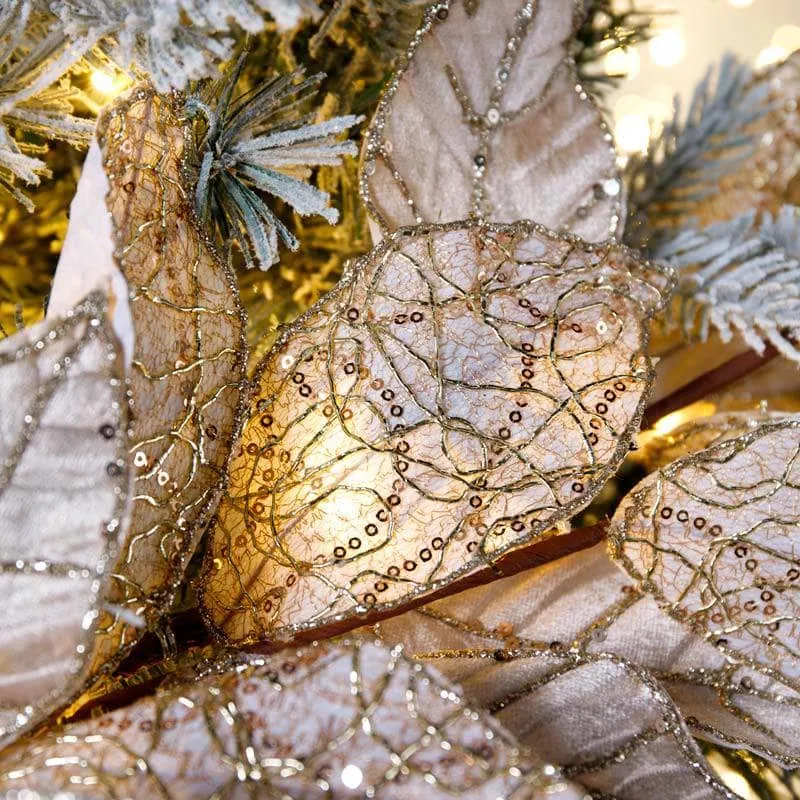 Champagne Glitter Leaf Garland - 118cm