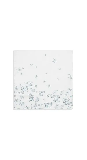 Falling Flower Linen Dinner Napkin, Light Blue