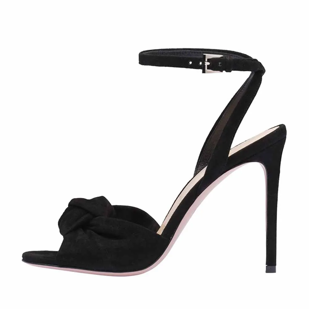 High Heel Open Toe Ankle Sandals Buckle Stiletto High Heeled Pumps Knot Dress Shoes