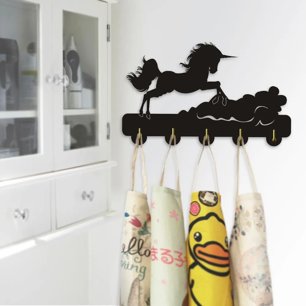 Lovely Art Wall Decoration Jumping Unicorn Clothes Wall Hooks Horse Wall Hanger Wall Mounted Hook Modern Home Decor