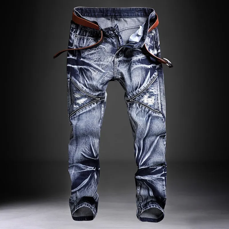 Men Rough Rider Biker Jeans