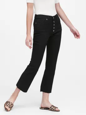 Mid-Rise Crop Flare Jean in Black