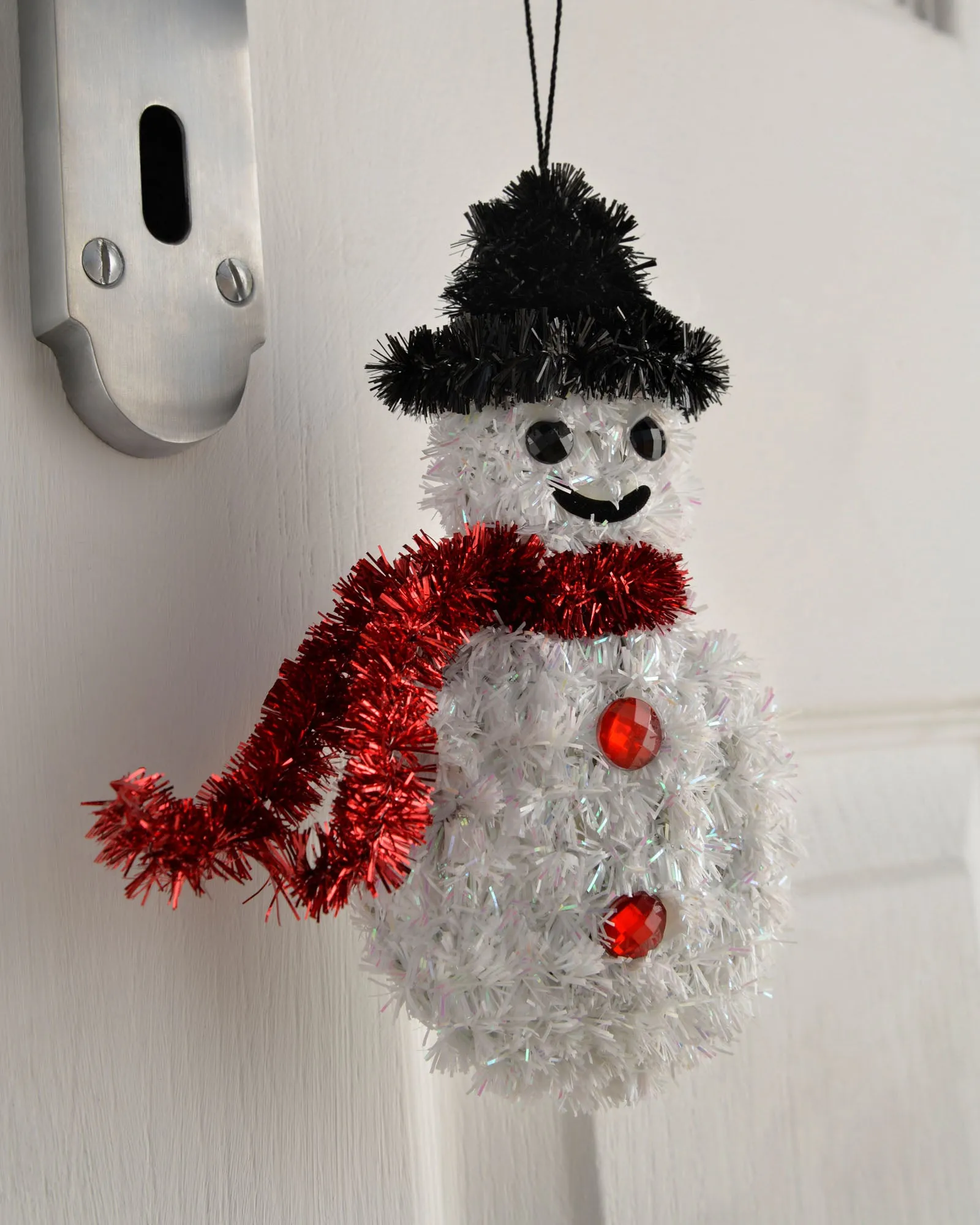 Pack of 3 Hanging Tinsel Snowman Decorations, 16 cm