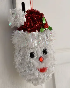 Pack of 3 Hanging Tinsel Snowman Decorations, 16 cm