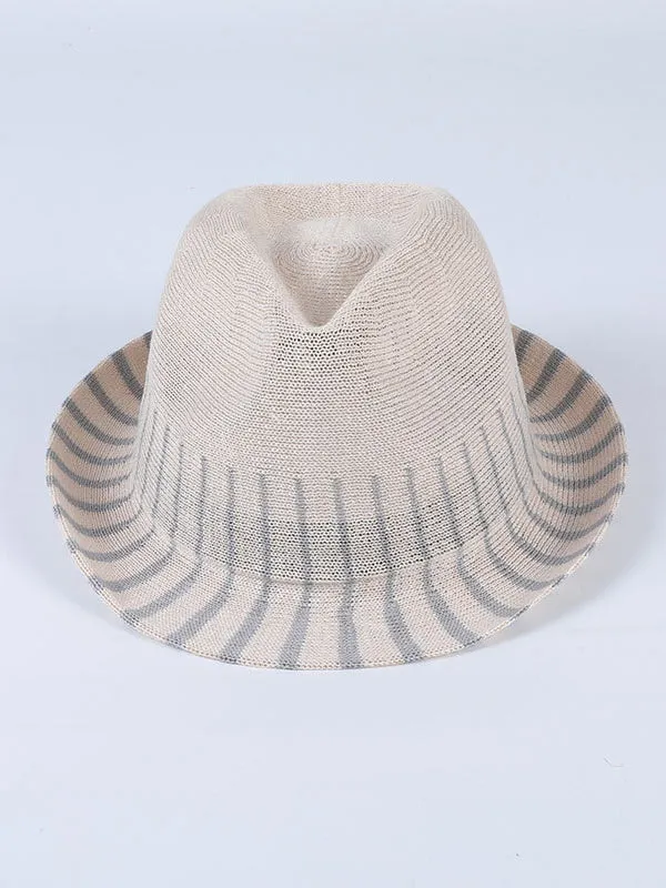 Sun-Protection Short Brim Striped Woven Fisherman Hat Hats&Caps