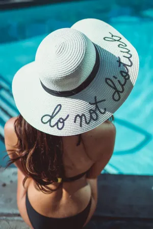 White Embroidered Slogan Floppy Hat